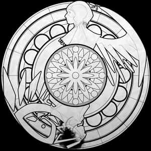 Church Drawing Stained Glass - Black Round Stained Glass Window, HD Png Download PNG