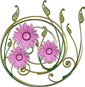 Art Nouveau Floral Design.png PNG Image