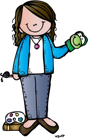 Art Teacher Cartoon Character PNG Image