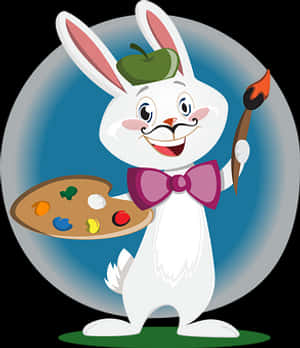 Artist Bunny Cartoon PNG image with transparent background