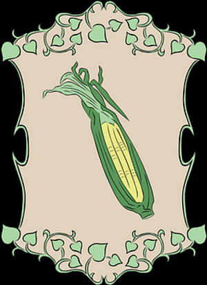 Artistic Corn Ear Frame Illustration PNG image with transparent background