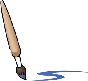 Artistic Paintbrushwith Blue Stroke PNG Image