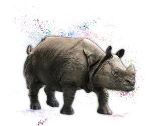 Artistic Rhinoceroswith Color Splash PNG Image