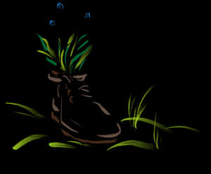 Artistic Shoe With Plant Growth PNG with transparent background