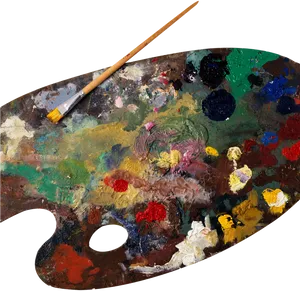 Artists Palettewith Paint Brush PNG Image