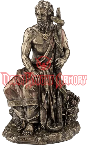Asclepius Statuewith Serpent PNG Image