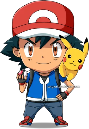 Ashand Pikachu Readyfor Adventure PNG Image