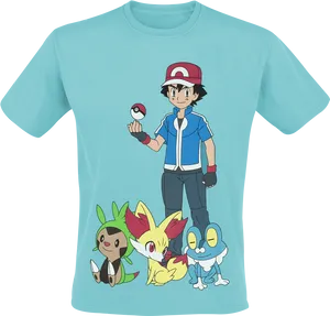 Ashand Pokemon Friends Tshirt Design PNG Image