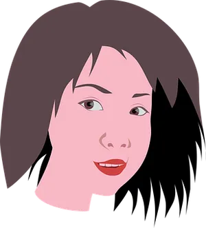 Asian Woman Vector Portrait PNG Image