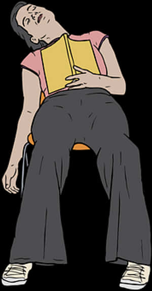 Asleepwith Bookin Chair PNG image with transparent background