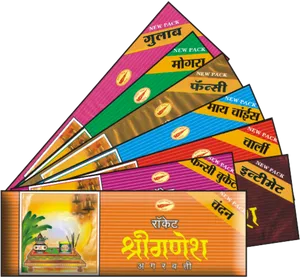 Assorted Agarbatti Packages Display PNG Image