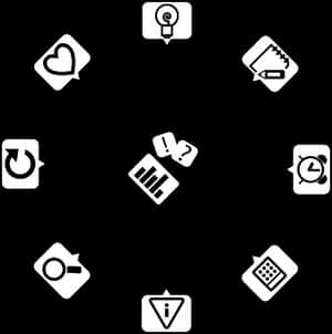 Assorted App Icons Black Background PNG
