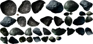 Assorted Asteroids Collection PNG Image