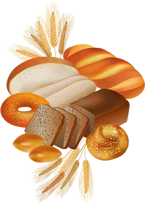 Assorted Bakery Products Illustration PNG Image