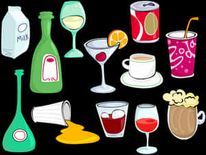 Assorted Beverages Vector Illustration PNG image with transparent background