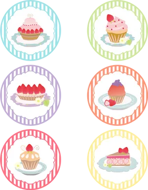 Assorted Cake Logos Set PNG Image