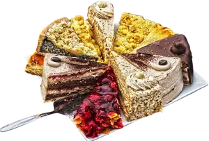 Assorted_ Cake_ Slices_ Plate PNG Image