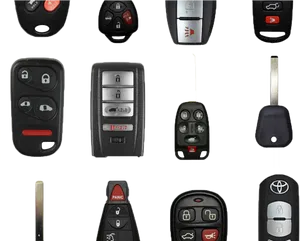 Assorted Car Keysand Fobs PNG Image