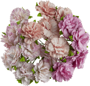 20 Mixed Pink Mulberry Paper Carnation Flowers - Bouquet, HD Png Download PNG image with transparent background