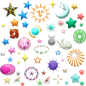 Shapes, Stars, Moon, Sun, Pattern, Geometric, Pentagram - Stars Shapes, HD Png Download PNG