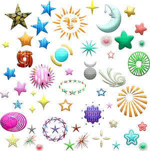 Assorted Celestial Shapes Collection PNG Image