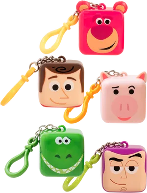 Assorted Character Keychains PNG Image