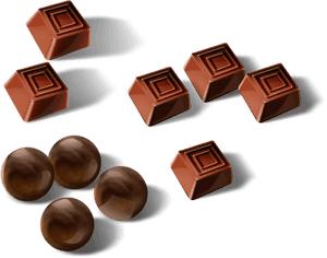 Assorted Chocolate Pieces PNG image with transparent background