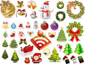 Assorted Christmas Icons Collection PNG image with transparent background