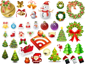 Assorted Christmas Icons Collection PNG Image