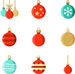 Assorted Christmas Ornaments Collection PNG Image