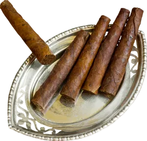 Assorted Cigarson Silver Tray PNG Image