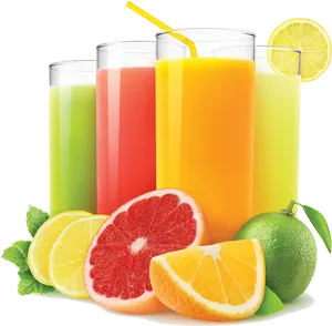 Assorted Citrus Juices PNG Image