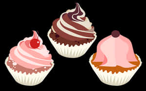 Assorted Cupcakes Vector Illustration PNG image with transparent background