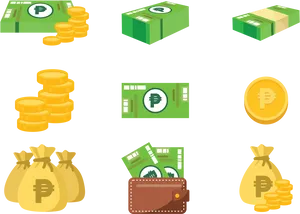 Assorted Currency Icons Vector PNG Image