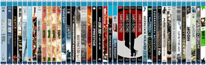 Assorted D V D Collection Shelf PNG image with transparent background