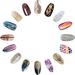 Assorted Decorative Nail Art Designs PNG Image