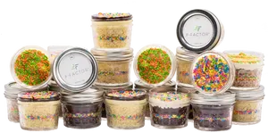 Assorted Dessert Jars Display PNG Image