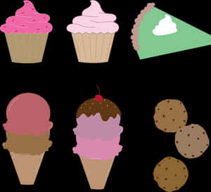 Assorted Desserts Vector Illustration PNG image with transparent background
