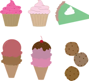 Assorted Desserts Vector Illustration PNG Image