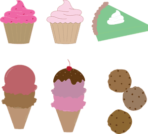 Assorted Desserts Vector Illustration PNG image with transparent background