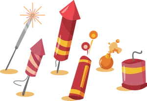 Assorted Diwali Firecrackers Illustration PNG Image