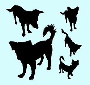 Assorted Dog Silhouettes PNG Image