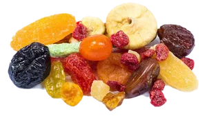 Assorted Dried Fruits Black Background PNG Image