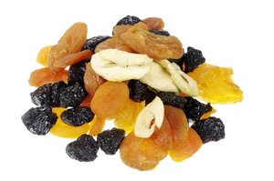 Assorted Dried Fruits Black Background PNG Image