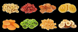 Assorted Dried Fruits Display PNG image with transparent background