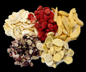 Assorted Dried Fruits Top View PNG image with transparent background