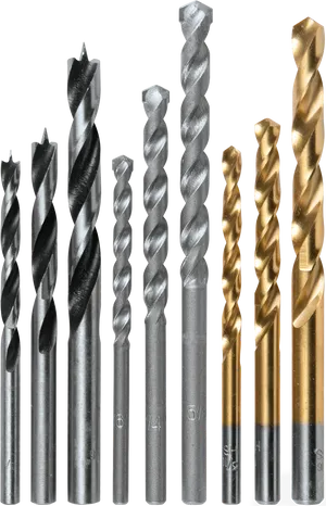 Assorted Drill Bits Collection PNG Image