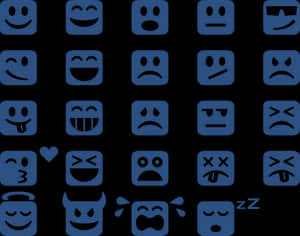 Assorted Emoticons Blue Background PNG image with transparent background
