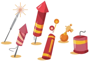 Assorted Firecrackers Illustration PNG Image