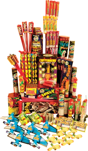 Assorted Fireworks Collection PNG Image